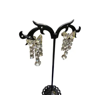 Photo of Vintage Rhinestone Earrings Non-Pierced Screwback 1.5" Drop Dangle