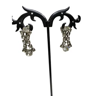 Photo of Vintage Rhinestone Earrings Non-Pierced Screwback 1.1" Drop Dangle
