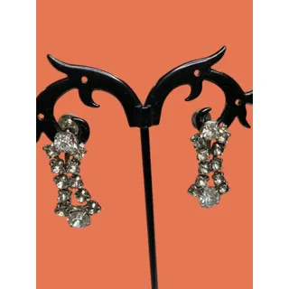 Photo of Vintage Rhinestone Earrings Non-Pierced Screwback 1.1" Drop Dangle