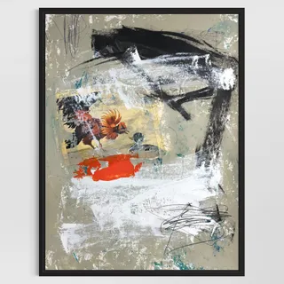 Photo of Original Mixed Media Abstract Modern Art Painting 24x36 "Tariff" Signed