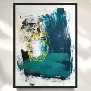 Photo of Original Mixed Media Abstract Modern Art Painting 24x36 "Tariff" Signed