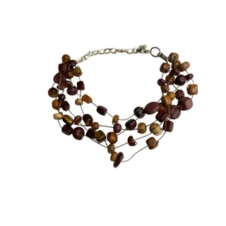 Photo of Wooden Beaded String Multistrand Bracelet 8-9" Lobster Clasp