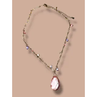 Photo of Silvertone Pink Beaded Necklace Spring Clasp 16-19"