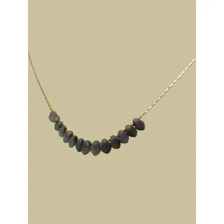Photo of Goldtone and Gray Green Stone Delicate 15" Necklace Spring Clasp
