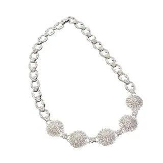 Photo of Sterling Silver Round Marcasite Statement Necklace Evening Formal 16”