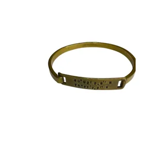 Photo of Stone Cooper Brass Bangle Bracelet Lattitude and Longitude