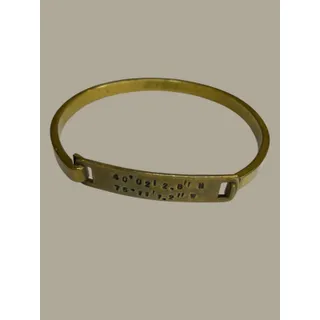 Photo of Stone Cooper Brass Bangle Bracelet Lattitude and Longitude
