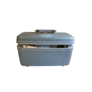Photo of Vintage Samsonite Sky Blue Train Travel Case Mirror Travel Organizer