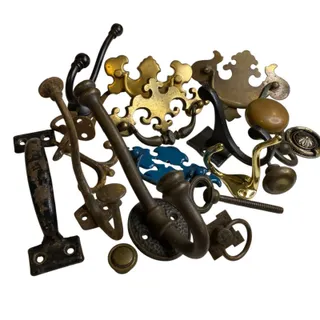 Photo of Lot of 21 Salvage Hardware Pieces Vintage Drawer Pulls Hook