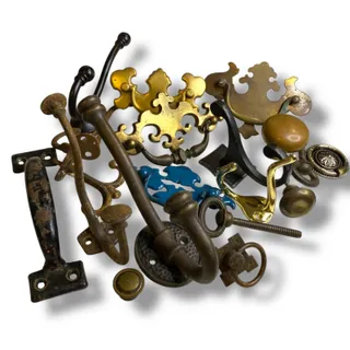 Photo of Lot of 21 Salvage Hardware Pieces Vintage Drawer Pulls Hook