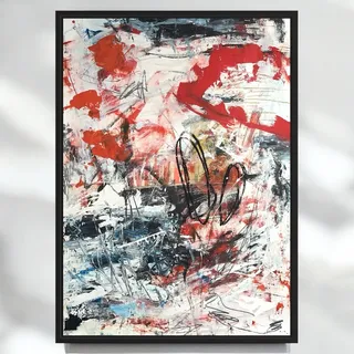 Photo of Original Mixed Media Abstract Modern Art Painting 24x36 "Tariff" Signed