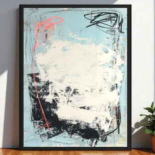 Photo of Original Mixed Media Abstract Modern Art Painting 24x36 "Tariff" Signed