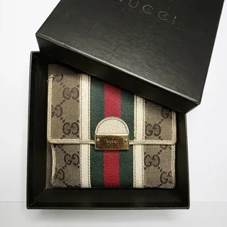 Photo of AUTHENTIC GUCCI GC CANVAS SHERRY LINE BIFOLD WALLET
