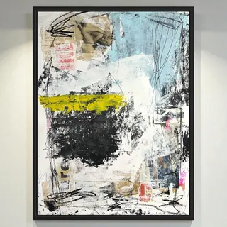 Photo of Original Mixed Media Abstract Modern Art Painting 24x36 "Tariff" Signed