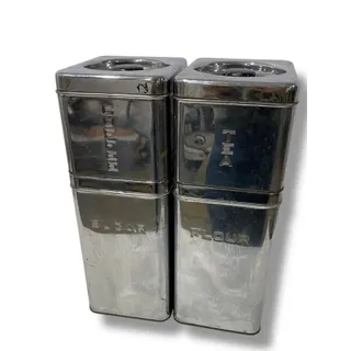 Photo of Vintage Lincoln Beautyware MCM Canisters Set of 4 Coffee Tea Flour Sugar Chrome