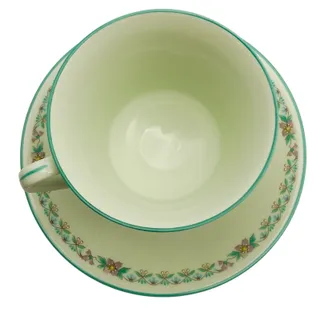Photo of Vintage Noritake Japan Paradise Green 8223 W80 Footed Tea Cup & Saucer Set