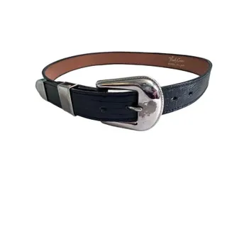 Photo of Medium Fred Coen Navy Blue Snakeskin Embossed Leather Western Belt Womens