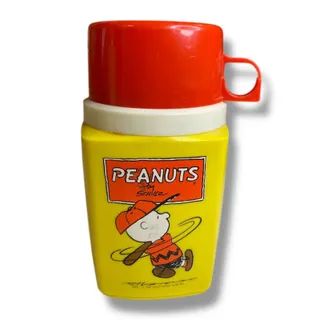 Photo of Vintage Thermos Peanuts Charlie Brown Baseball 8 oz Yellow Insulated