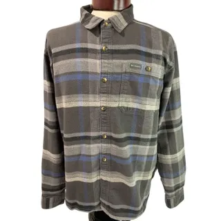 Photo of XL Columbia Mens Pitchstone Heavy Weight Flannel Shirt Gray Plaid