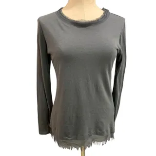 Photo of Size Medium LOGO Lori Goldstein Womens Gray Knit Shirt Long Sleeve