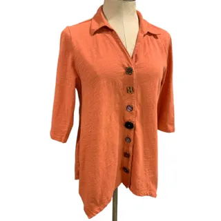 Photo of Medium Petite Soft Surroundings Jeweled Button Up Knit Shirt Top Womens