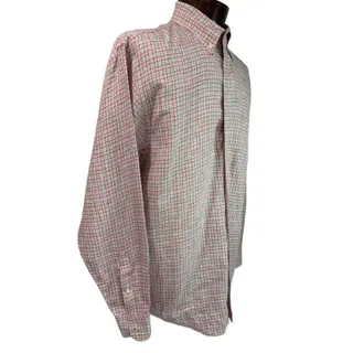 Photo of 16.5 - 34 Lands End Baird McNutt Mens Irish Linen Button Down Shirt Pink Plaid
