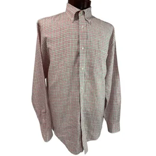 Photo of 16.5 - 34 Lands End Baird McNutt Mens Irish Linen Button Down Shirt Pink Plaid