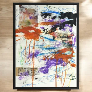 Photo of Original Mixed Media Abstract Modern Art Painting 24x36 "Tariff" Signed