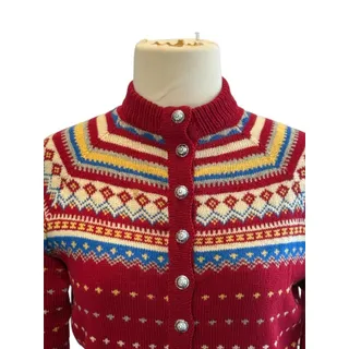 Photo of Vintage CJ Viking Button Up Red Wool Sweater Hand Made in Denmark READ