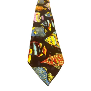 Photo of Vintage Addiction 100% Silk Tropical Fish Neck Tie 59"L x 4"W