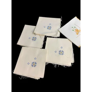 Photo of Lot of 5 Vintage Napkins Crossstitch Embroidery Sweet Raw Edge