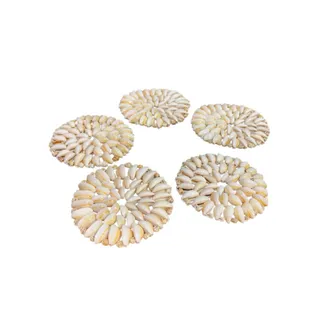 Photo of Set of 5 Seashell Coaster Trivets Cowrie Shell 4.25" Beach Home