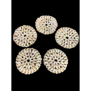 Photo of Set of 5 Seashell Coaster Trivets Cowrie Shell 4.25" Beach Home