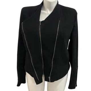 Photo of XXL Blank NYC Womens Moto Style Jacket Black Zipper Cotton Blend Asymmetrical