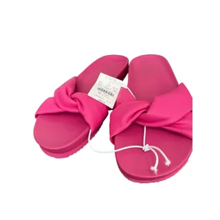 Photo of J. Crew Women's Cross-Strap Pool Slides Size 8 Medium Flashback Bright Pink NWT