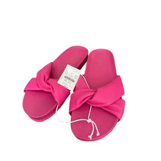 Photo of J. Crew Women's Cross-Strap Pool Slides Size 8 Medium Flashback Bright Pink NWT