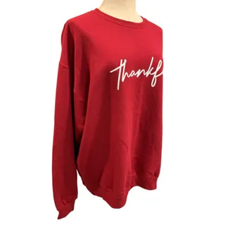 Photo of Size XL Dark Red "Thankful" Sweatshirt Crewneck Womens
