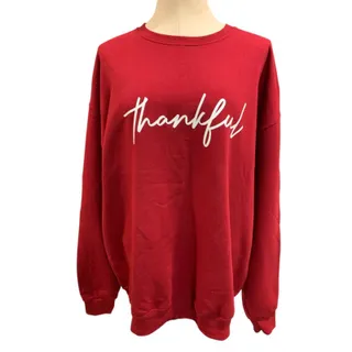 Photo of Size XL Dark Red "Thankful" Sweatshirt Crewneck Womens