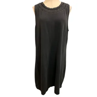 Photo of XL Talbots Shift Dress Sleeveless Black Knit Cotton