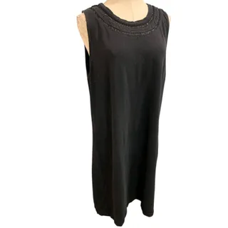 Photo of XL Talbots Shift Dress Sleeveless Black Knit Cotton