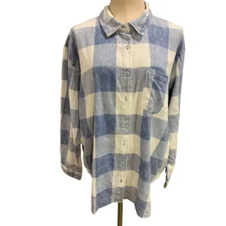 Photo of XL Berkley Jensen Womens Blue White Casual Button Up Shirt