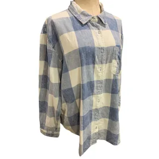 Photo of XL Berkley Jensen Womens Blue White Casual Button Up Shirt