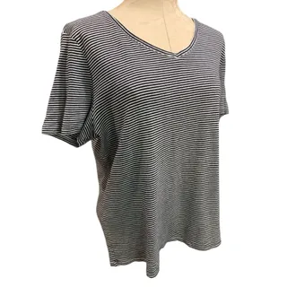 Photo of XL Talbots Tee Womens Navy Blue White Striped V-Neck Tshirt