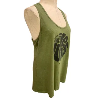 Photo of XXL Soul Flower Womens Olive Green Tank Top Good Vibes