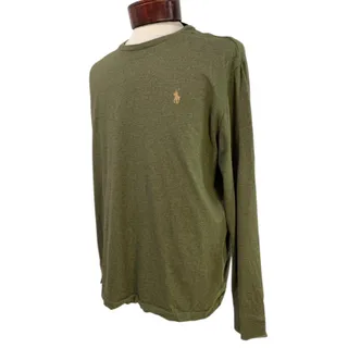 Photo of Large Polo Ralph Lauren Classic Fit Olive Green Long Sleeve Tshirt Mens