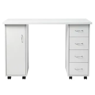 Photo of White Computer Desk with Four Drawers